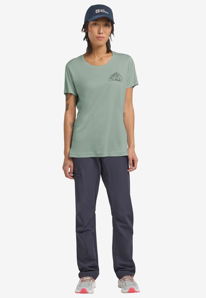 Jack Wolfskin Women's Peak Graphic T New Mountain Green Zinnia Jack Wolfskin