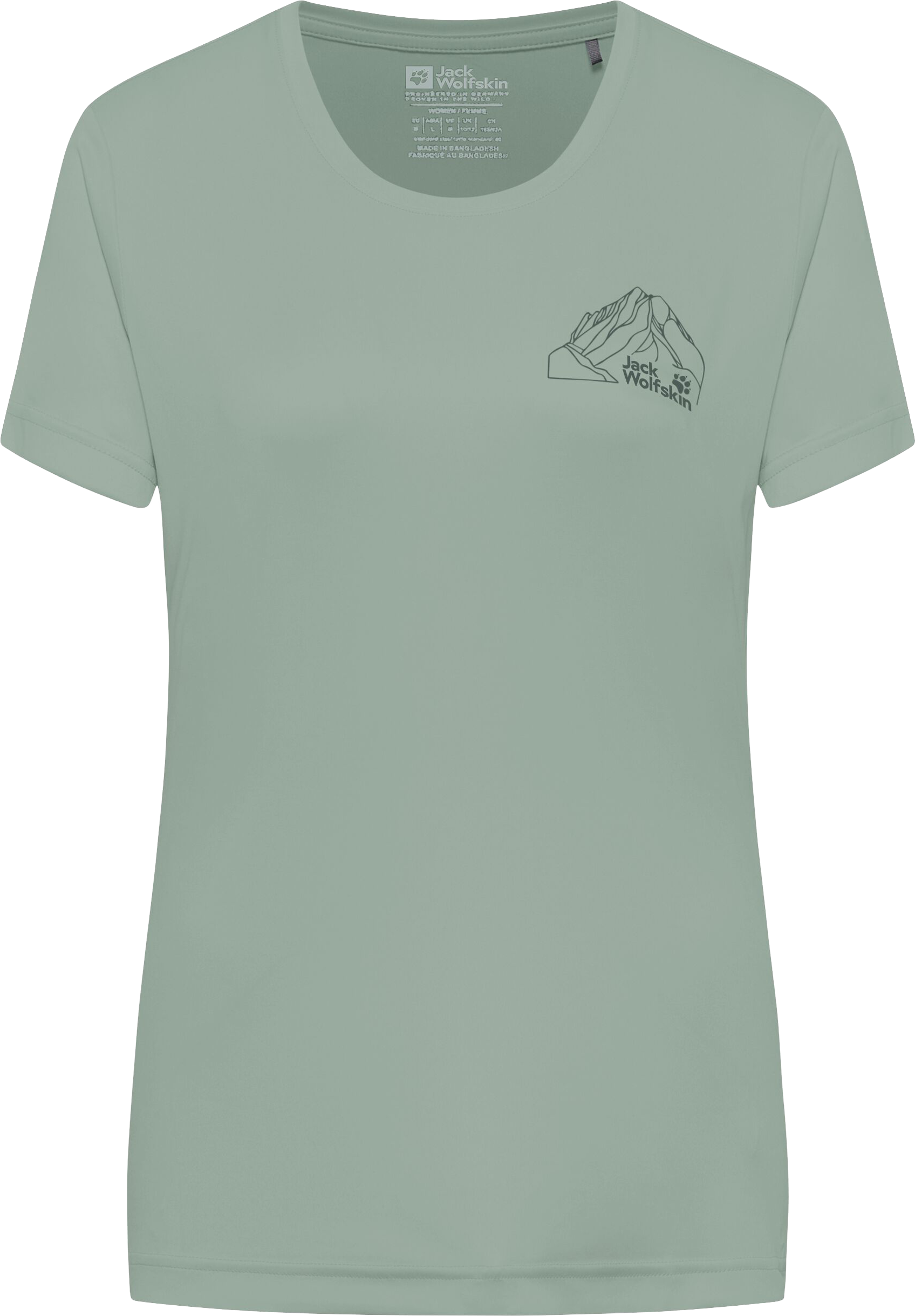 Jack Wolfskin Women's Peak Graphic T New Mountain Green Zinnia  M