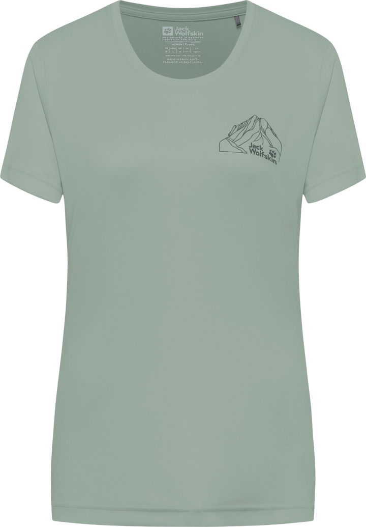 Jack Wolfskin Women's Peak Graphic T New Mountain Green Zinnia Jack Wolfskin
