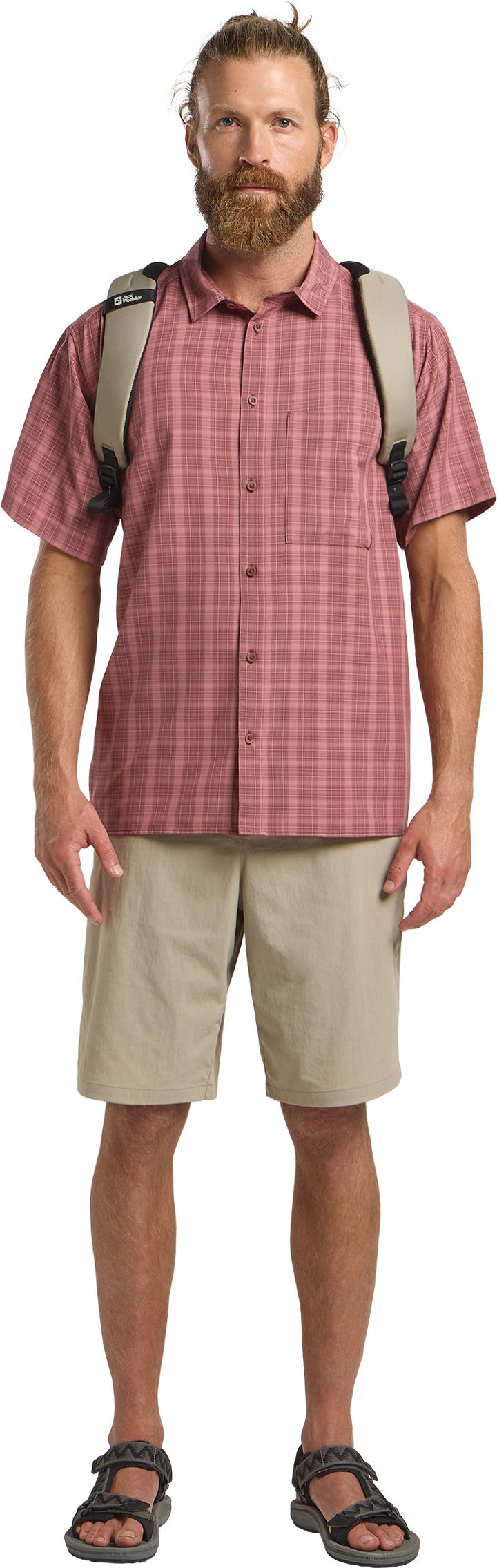 Jack Wolfskin Men's Meseta Shirt Check Dark Rust Jack Wolfskin