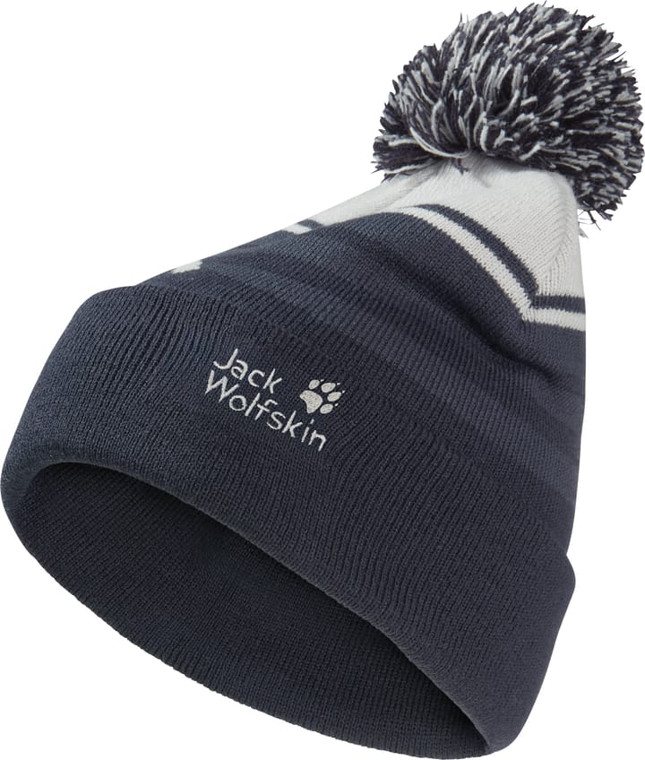 Jack Wolfskin Kid's Stripy Pompom Beanie Dark Navy Jack Wolfskin