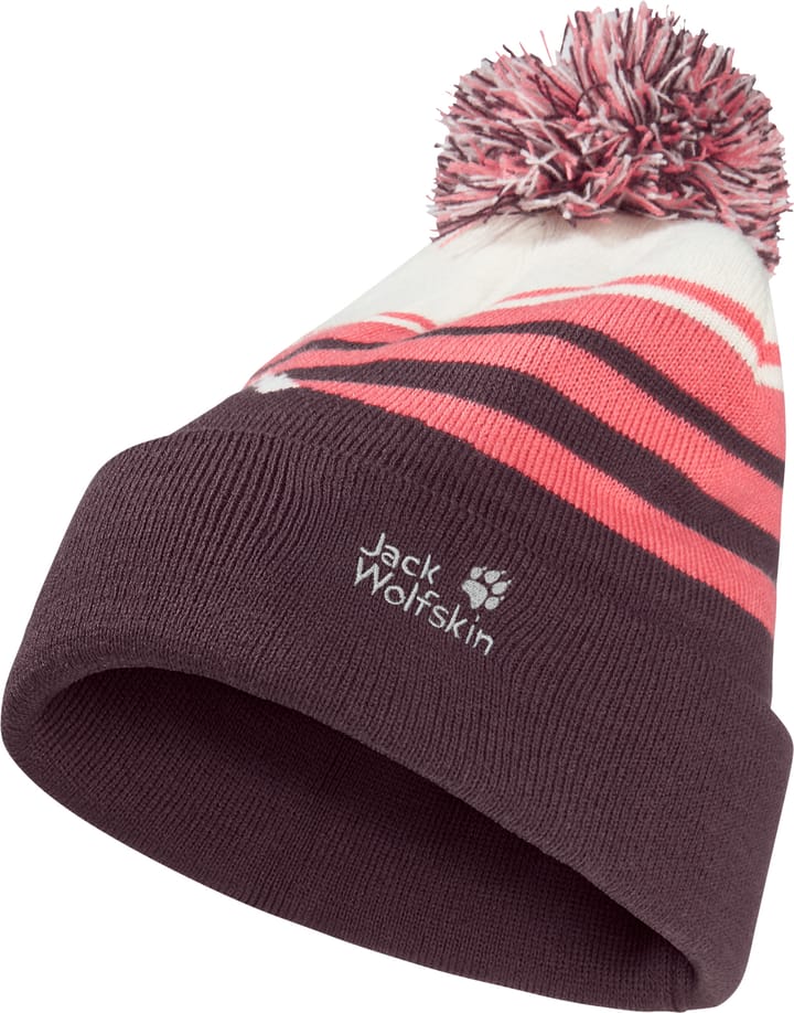 Jack Wolfskin Kid's Stripy Pompom Beanie Amaranth Jack Wolfskin