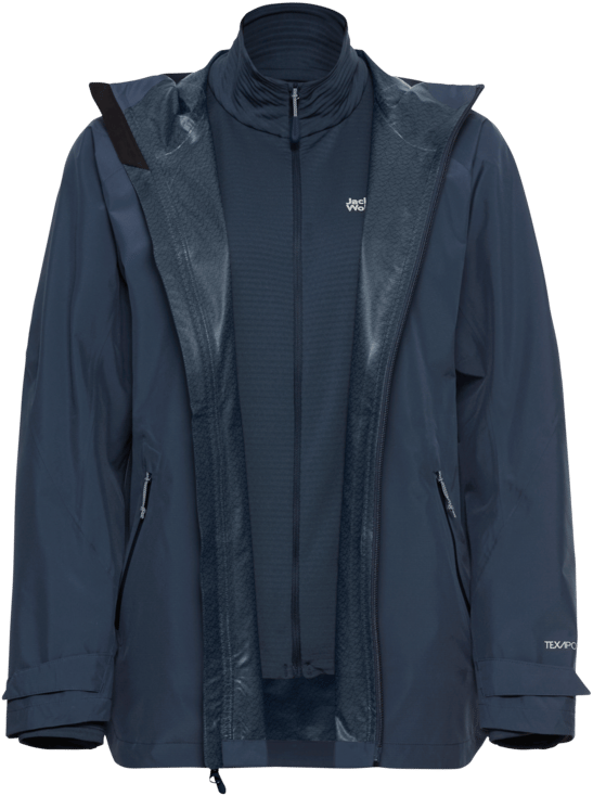 Jack Wolfskin Women's Litestride 3in1 Jacket Midnight Sky Jack Wolfskin