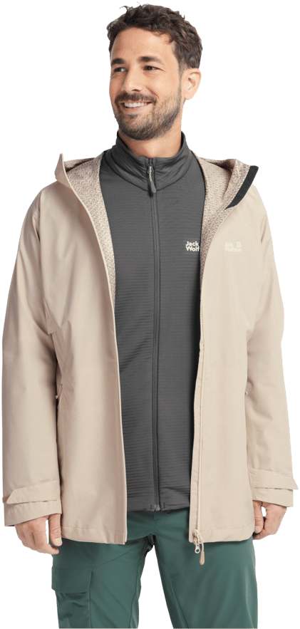 Jack Wolfskin Men's Litestride 3in1Jacket Oyster Jack Wolfskin