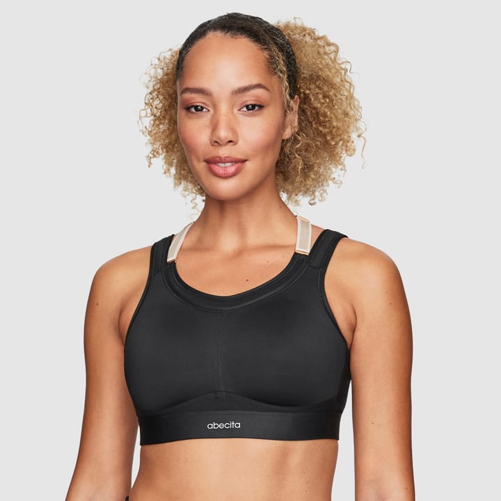 Women's Powerful Sport Bra Moulded Cups Black Abecita