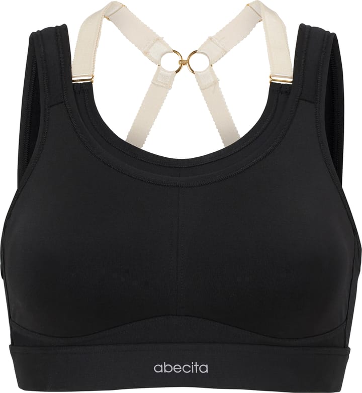 Women's Powerful Sport Bra Moulded Cups Black Abecita