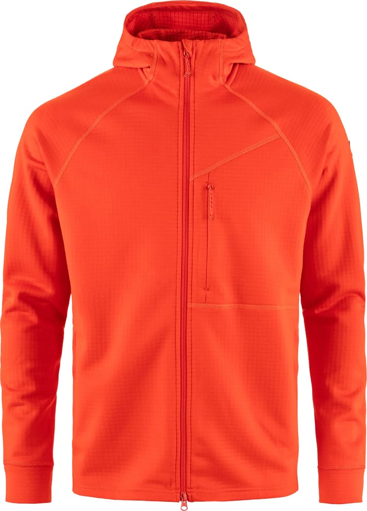 Fjällräven Men's Abisko Grid Fleece Hoodie Flame Orange Fjällräven