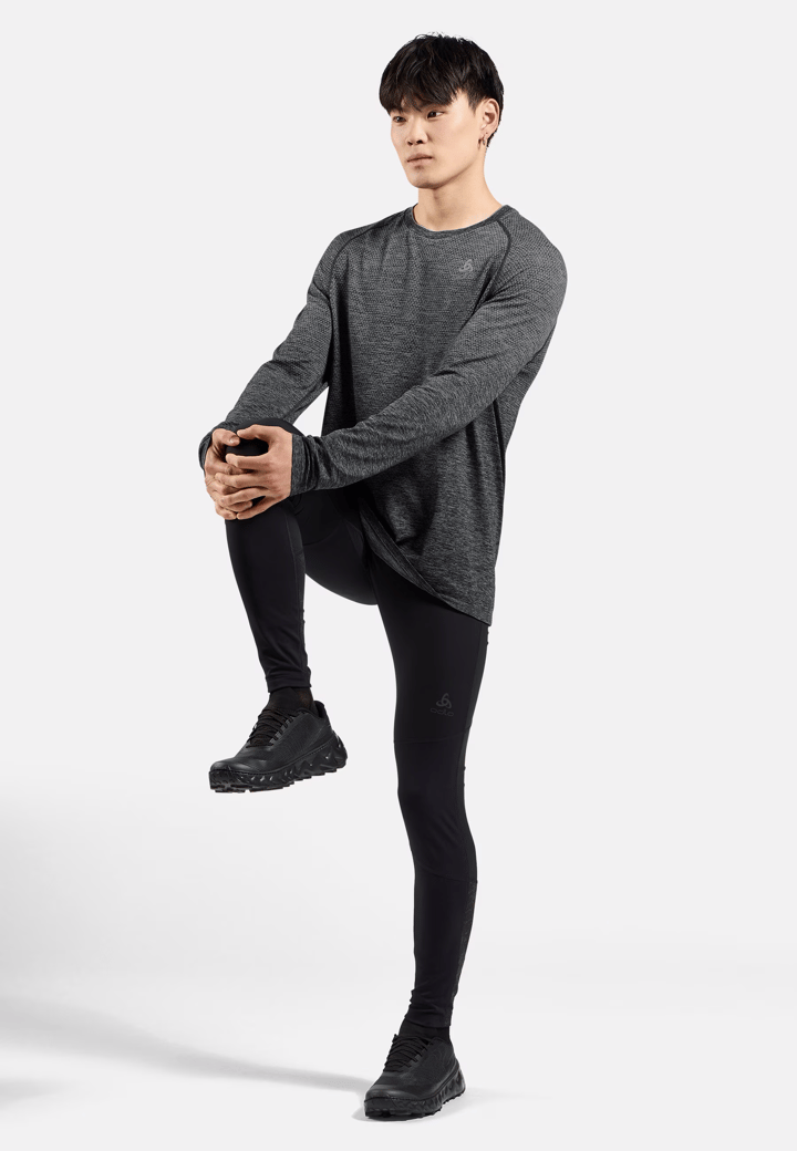 Odlo Men's T-shirt Crew Neck Long Sleeve Essential Seamless Grey Melange Odlo