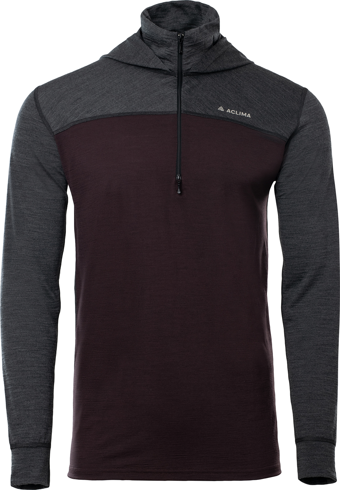 Aclima Men’s LightWool 180 Hoodie Chocolate Plum/Marengo