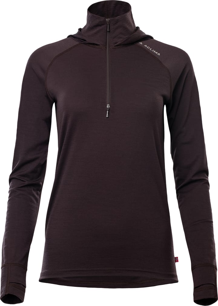 Aclima Women's LightWool 180 Hoodie Chocolate Plum Aclima