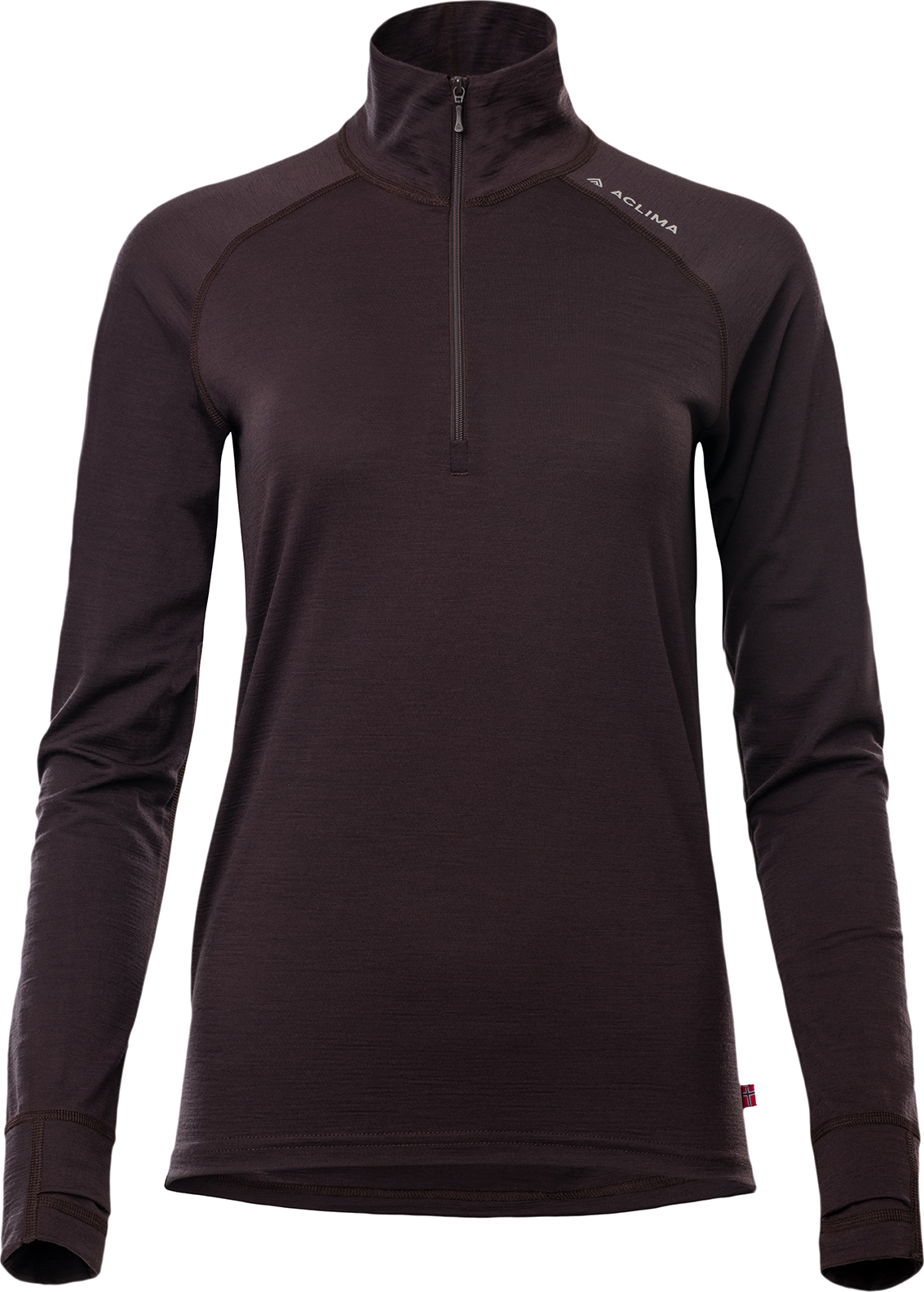 Aclima Women's LightWool 180 Polo with Zip Chocolate Plum Undertøy overdel XL