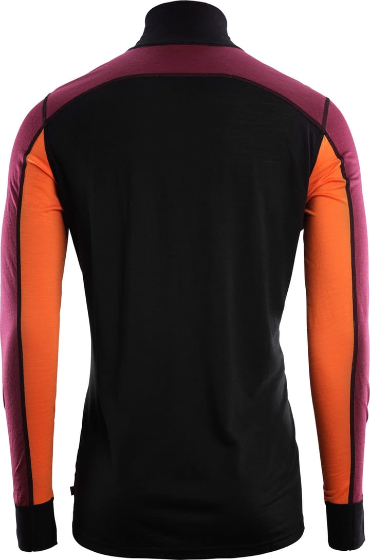 LightWool Reinforced Mockneck Man Jet Black/Zinfandel/Orange Tiger Aclima