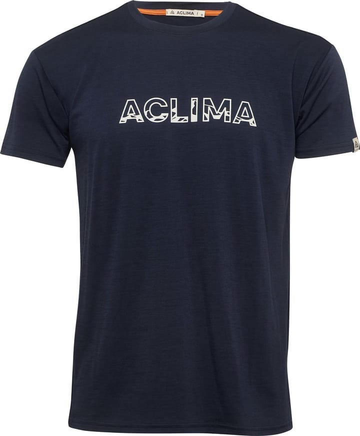 Aclima Men's LightWool 140 Classic Tee Logo Navy Blazer Aclima