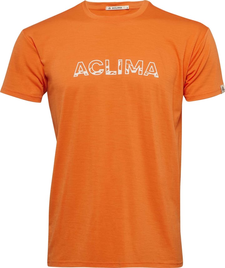 Aclima Men's LightWool 140 Classic Tee Logo Orange Tiger Aclima