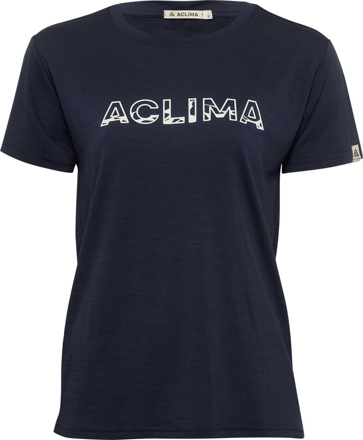 Aclima Women's LightWool 140 Classic Tee Logo Navy Blazer Aclima