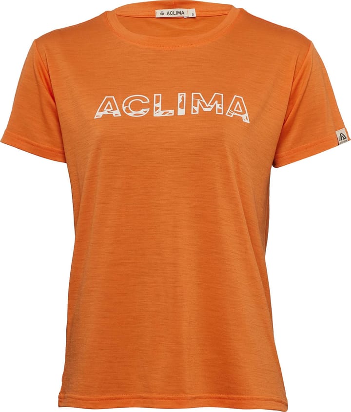 Aclima Women's LightWool 140 Classic Tee Logo Orange Tiger Aclima
