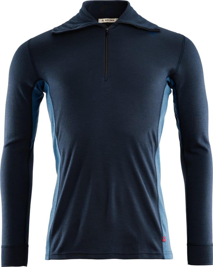 Aclima Men's WarmWool Polo Navy Blazer/Coastal Fjord Aclima