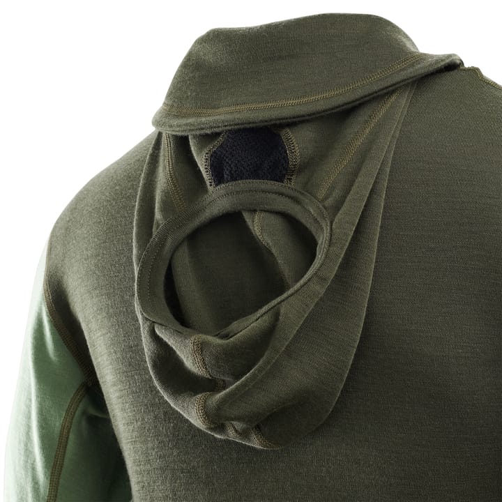 WarmWool Hoodsweater with Zip Man Olive Night / Dill / Marengo Aclima