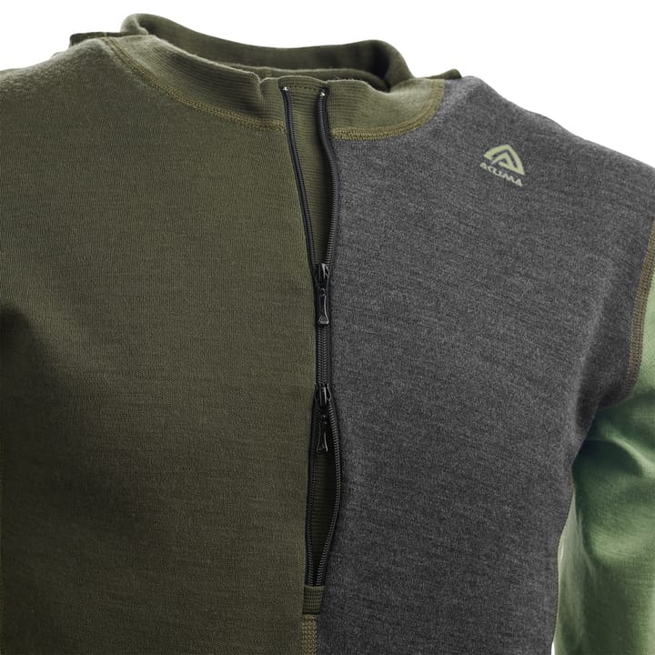 Aclima WarmWool Hoodsweater with Zip Man Olive Night/Dill/Marengo Aclima