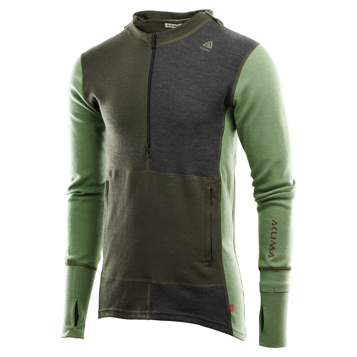 Aclima Men's WarmWool Hoodsweater with Zip Olive Night/Dill/Marengo Aclima