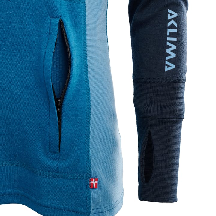 Aclima WarmWool Hoodsweater with Zip Woman Navy Blazer/Blue Sapphire/Azure Blue Aclima