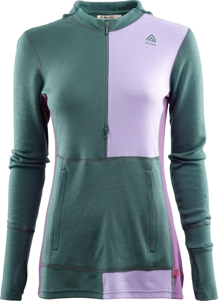 Aclima WarmWool Hoodsweater with Zip Woman North Atlantic/Purple Rose/Sunset Purple Aclima