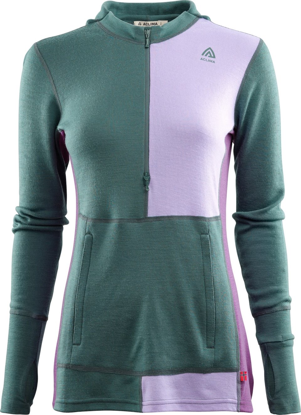 WarmWool Hoodsweater with Zip Woman North Atlantic/Purple Rose/Sunset Purple