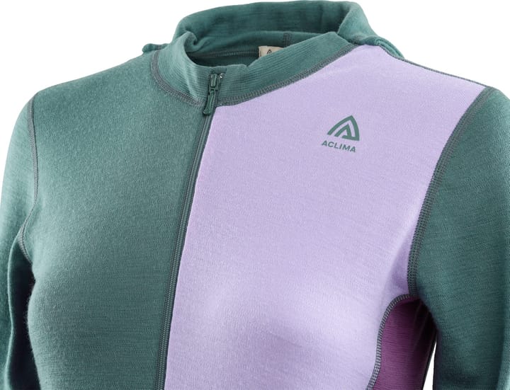 Aclima WarmWool Hoodsweater with Zip Woman North Atlantic/Purple Rose/Sunset Purple Aclima