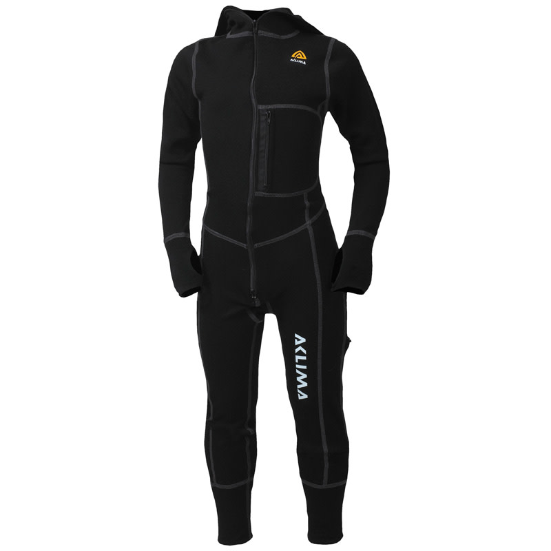 Aclima Kids' Warmwool Overall Jet Black Kerrasto setit 130 cm