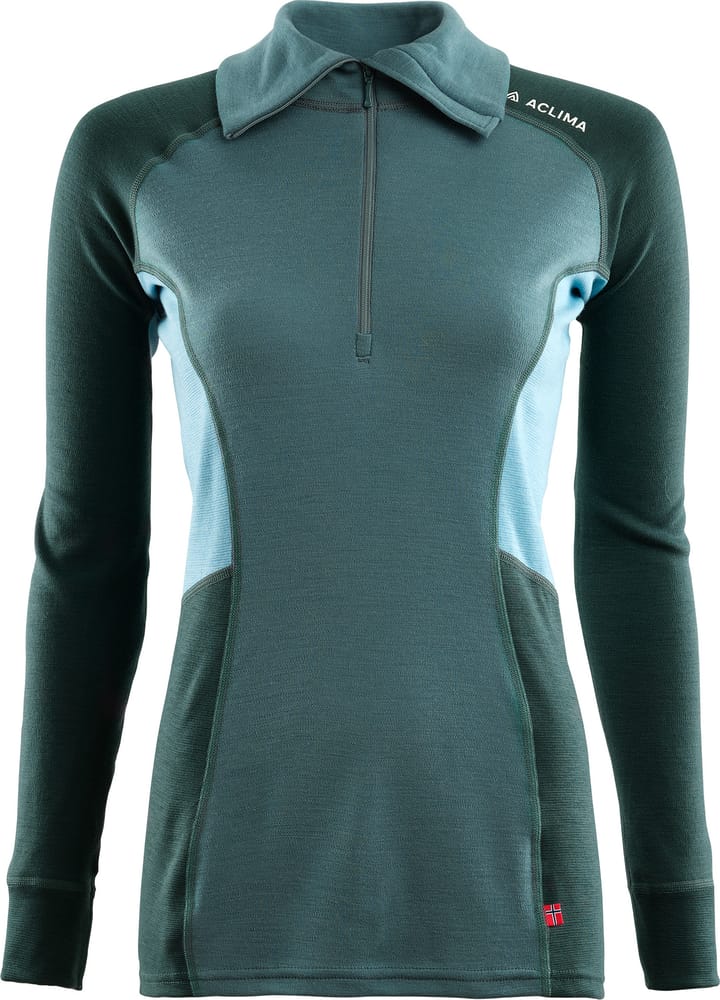 Aclima Women's WarmWool Polo North Atlantic/Green Gables/Reef Waters Aclima