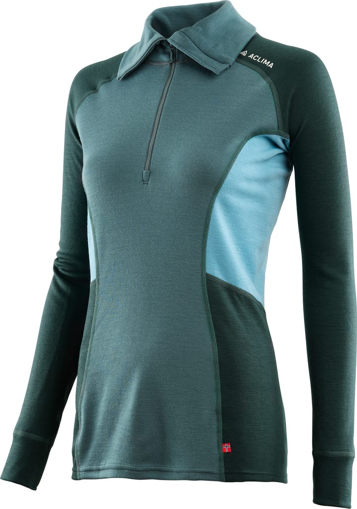 Aclima Women's WarmWool Polo North Atlantic/Green Gables/Reef Waters Aclima