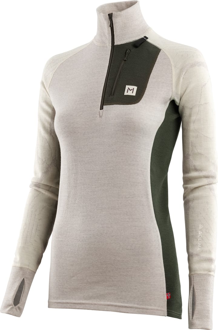 Aclima Women's Lars Monsen Femunden Polo Beige Melange/Olive Night/Femunden Light Aclima