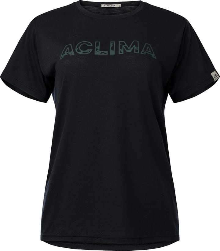 Aclima Women's LightWool 140 Classic Tee Logo Jet Black Aclima