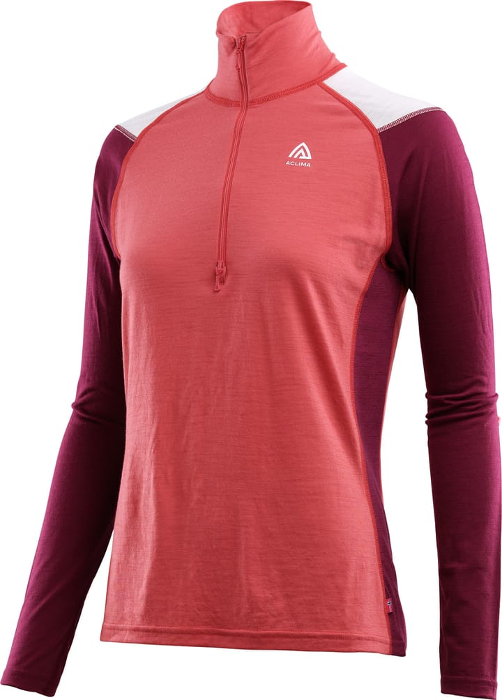 Aclima Women's LightWool Reinforced Mockneck Baked Apple/Zinfandel/Nature Aclima