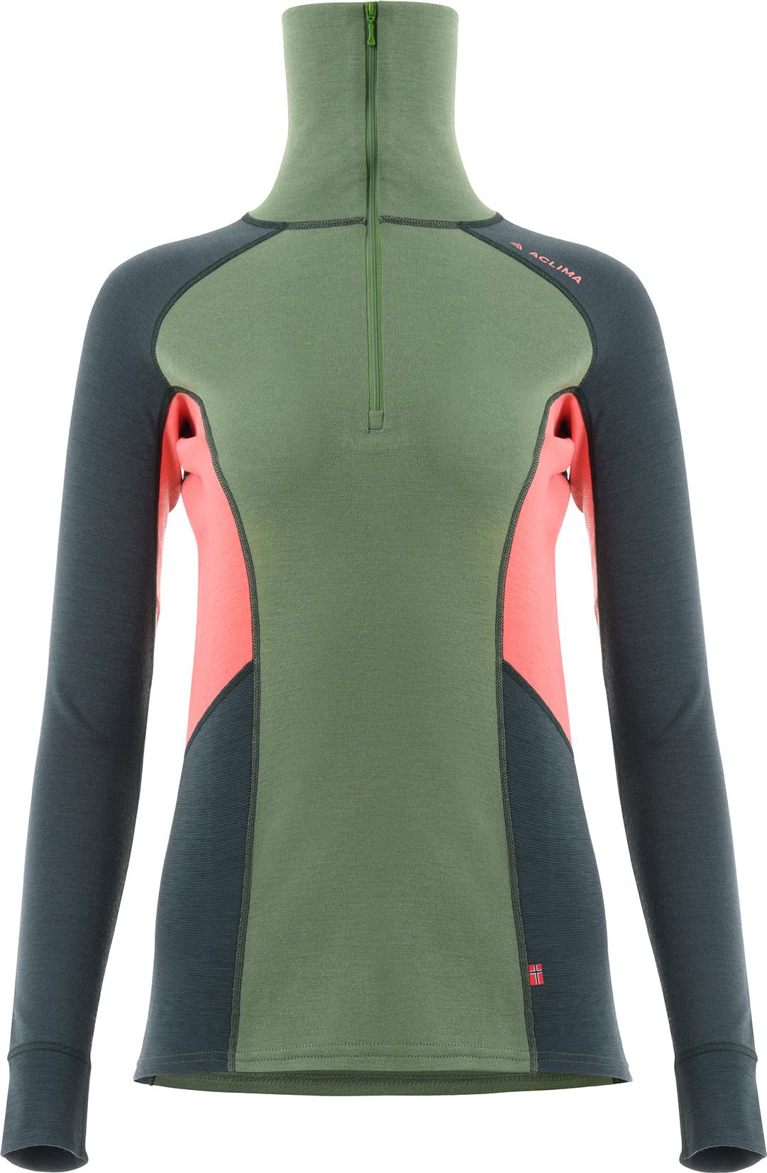 Women's WarmWool Polo Dill / Green Gables / Spiced Coral