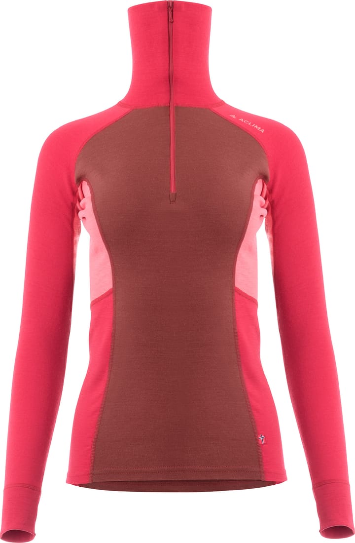 Aclima Women's WarmWool Polo Jester Red/Spiced Apple/Spiced Coral Aclima