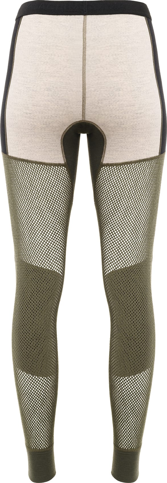 Aclima Women's WoolNet Hybrid Longs Olive Night/Beige Melange/Jet Black Aclima