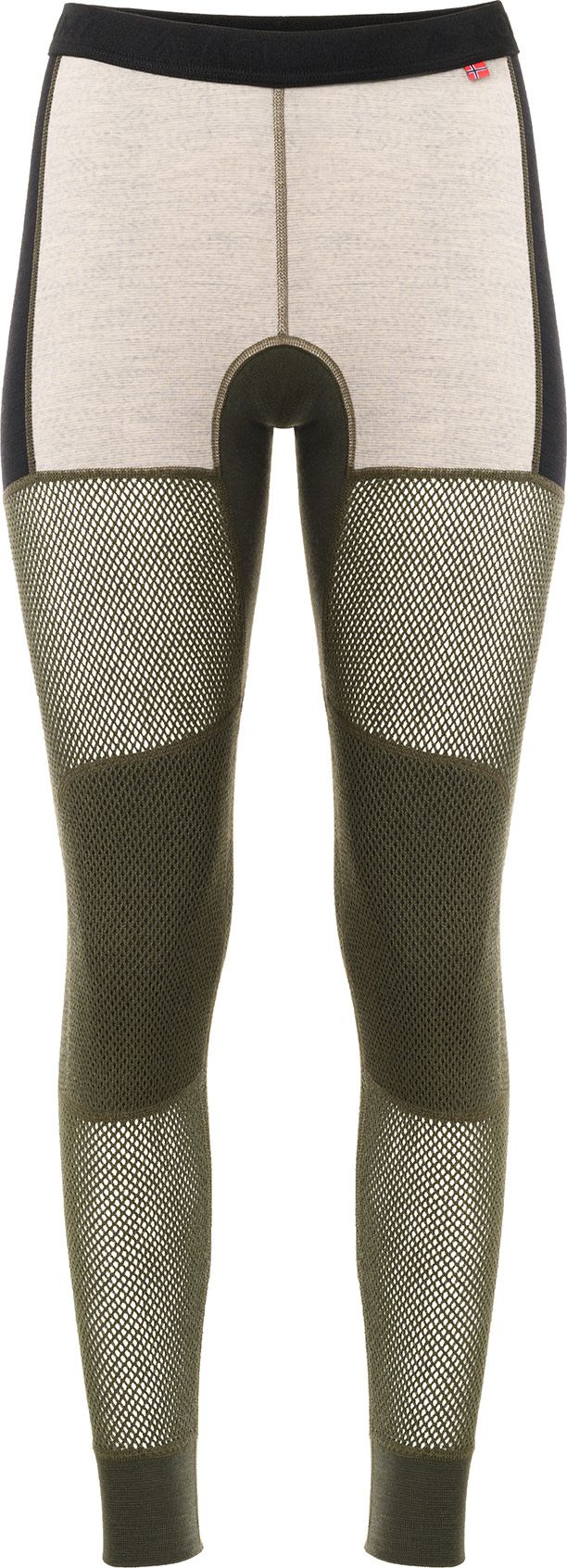 Aclima Women's WoolNet Hybrid Longs Olive Night/Beige Melange/Jet Black Aclima