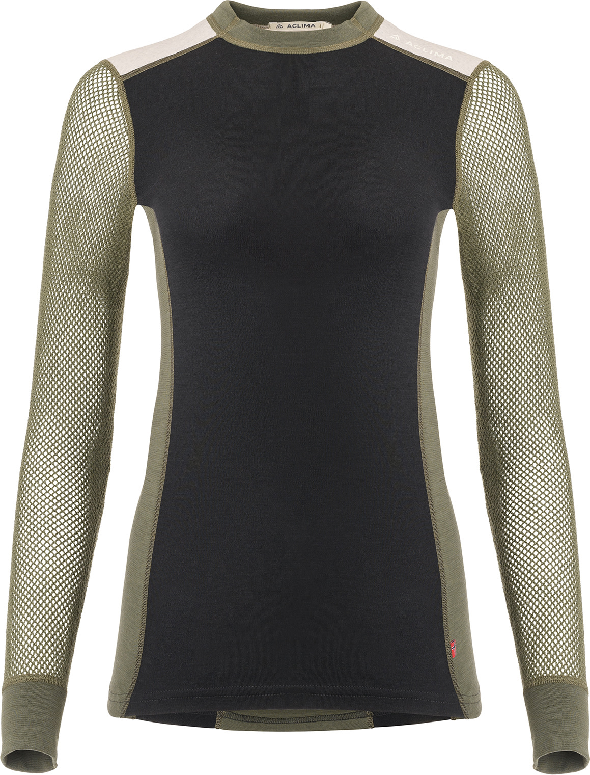 Women’s WoolNet Hybrid Crew Neck Jet Black / Olive Night / Beige Mel