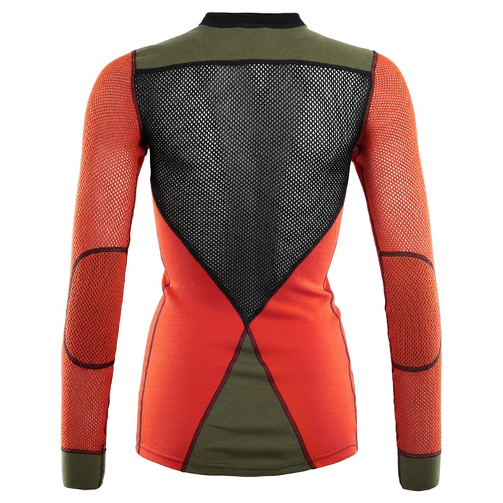 Aclima Women's WoolNet Hybrid Crew Neck Jet Black/Poinciana/Capulet Olive Aclima