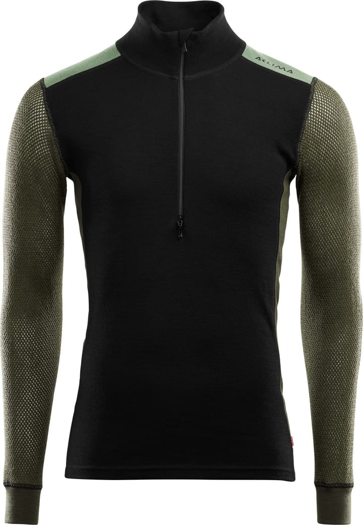 Aclima Men's WoolNet Hybrid Mockneck Jet Black/Olive Night/Dill Aclima Aclima Men's WoolNet Hybrid Mockneck Jet Black/Olive Night/Dill Aclima