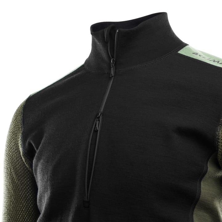 Aclima Men's WoolNet Hybrid Mockneck Jet Black/Olive Night/Dill Aclima Aclima Men's WoolNet Hybrid Mockneck Jet Black/Olive Night/Dill Aclima
