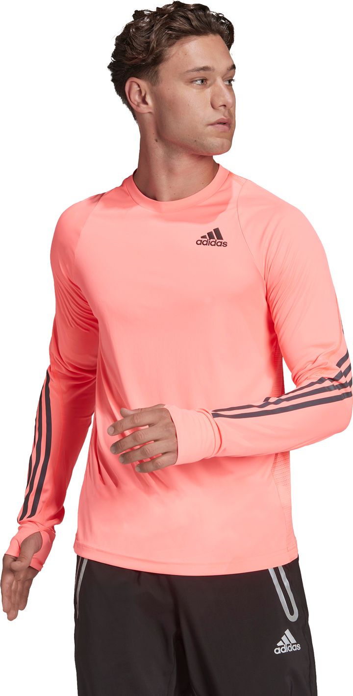 Men's Run Icon Full Reflective 3-Stripes LS Tee Acid Red Adidas