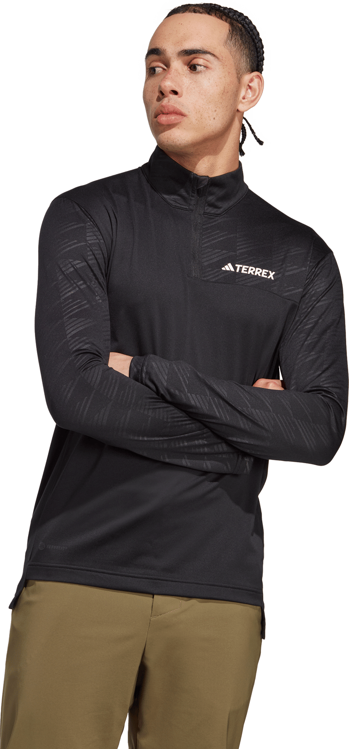 Adidas Men's Terrex Multi Half-Zip Long Sleeve Tee Black Adidas