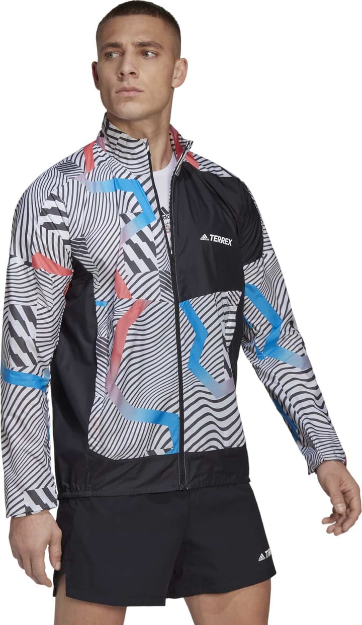 Adidas Men's Terrex Trail Running Printed Wind Jacket White/Black Adidas