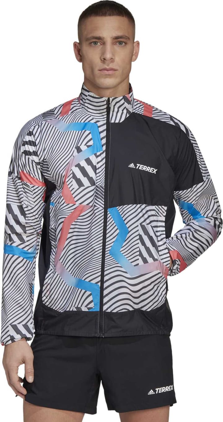 Adidas Men's Terrex Trail Running Printed Wind Jacket White/Black Adidas