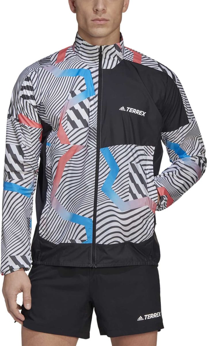 Adidas Men's Terrex Trail Running Printed Wind Jacket White/Black Adidas