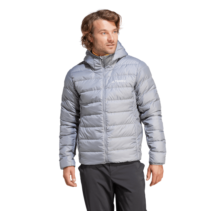Men's Terrex Multi Light Down Hooded Jacket Grey Adidas