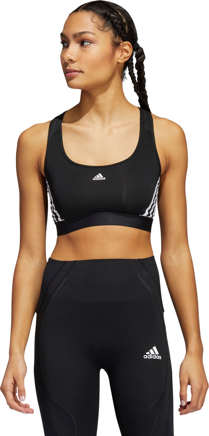 adidas adidas Powerreact Training Medium-Support 3-Stripes Bra - Black