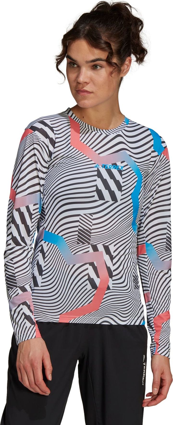 Adidas Women's Terrex Primeblue Trail Graphic LS Top Black/White Adidas